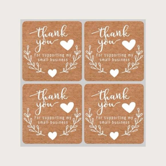 LAST SET! 60pk Rustic Craft Style Thank You Stickers Script, Flowers & Heart - Picture 2 of 4